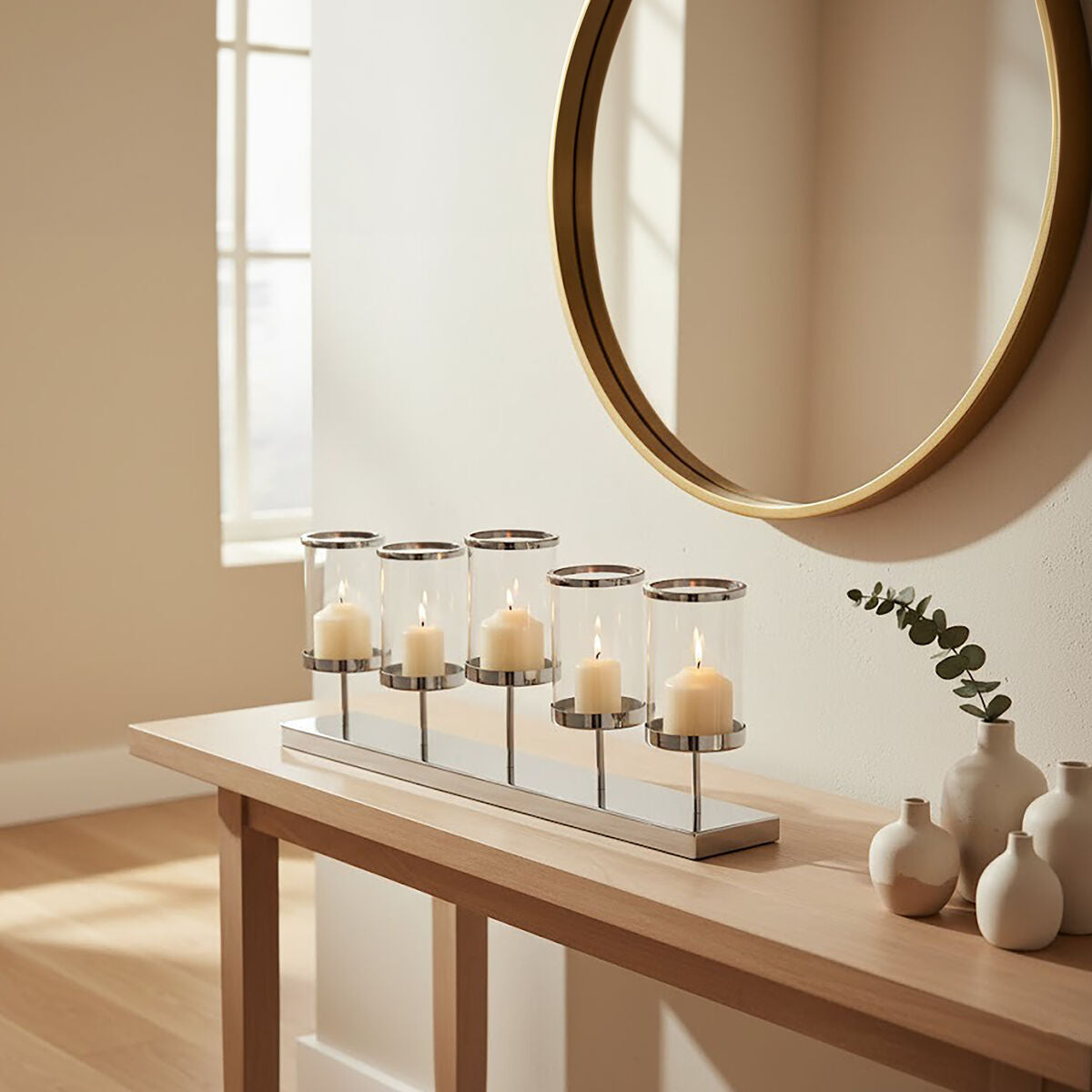 Kensington Townhouse 5 Light Silver Candle Holder