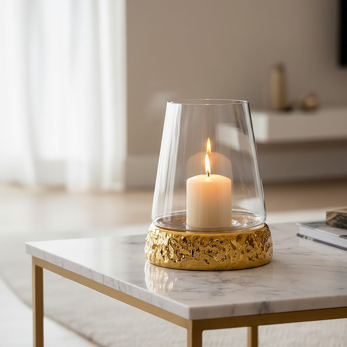 Martele Medium Hurricane Gold Candle Holder - Image 2