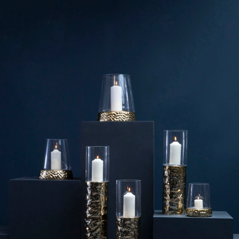 Martele Large Hurricane Gold Candle Holder