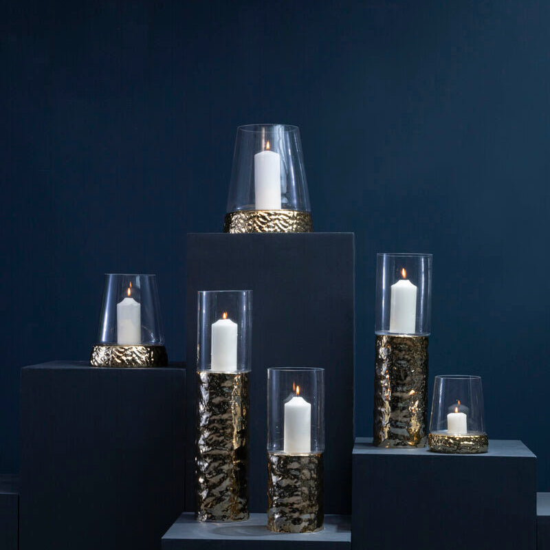 Martele Small Pillar Gold Candle Holder