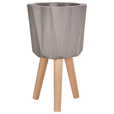 Darnell Small Grey Multifaceted Planter