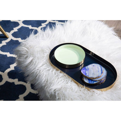 Elva Set Of Two Navy And Gold Trays