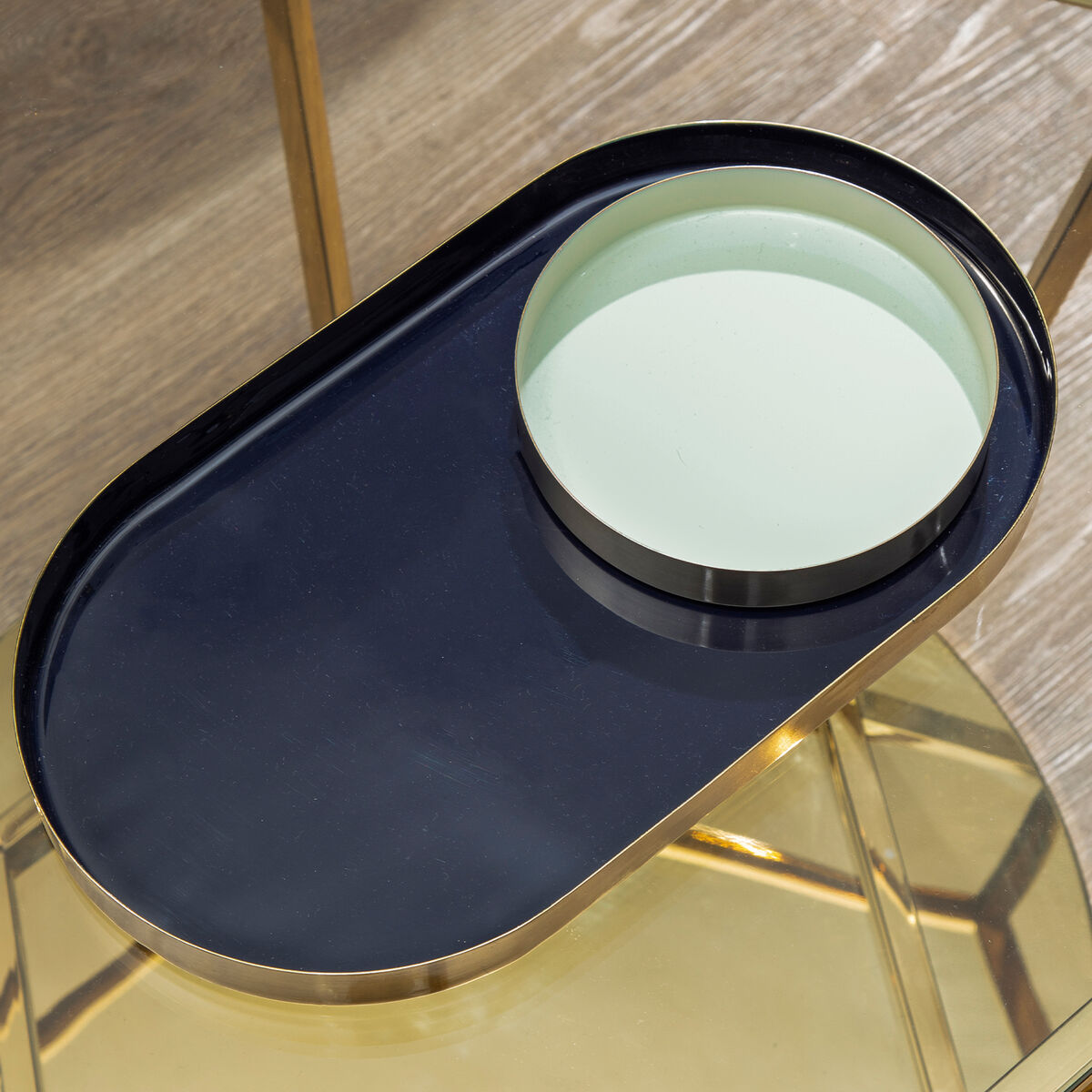 Elva Set Of Two Navy And Gold Trays - Image 2
