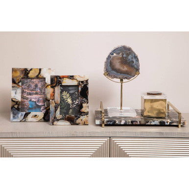Bowerbird Black And Gold Agate Sculpture - Image 4