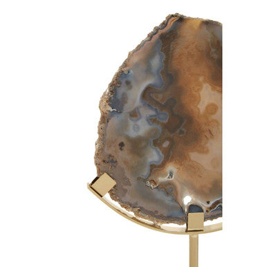 Bowerbird Black And Gold Agate Sculpture