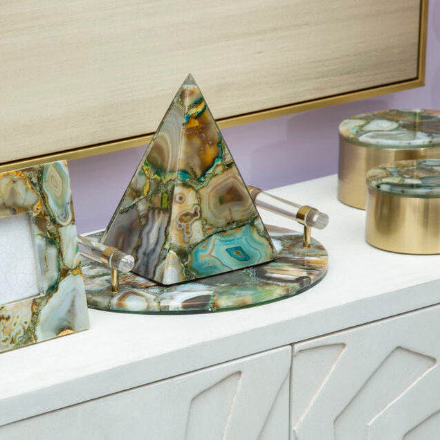 Bowerbird Green And Gold Agate Tray - Image 2