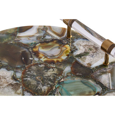 Bowerbird Green And Gold Agate Tray