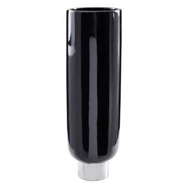 Callie Black and Silver Large Pedestal Vase.