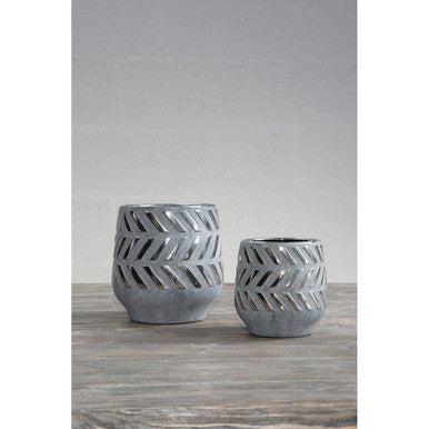 Helaine Grey and Silver Large Ceramic Planter - Image 5