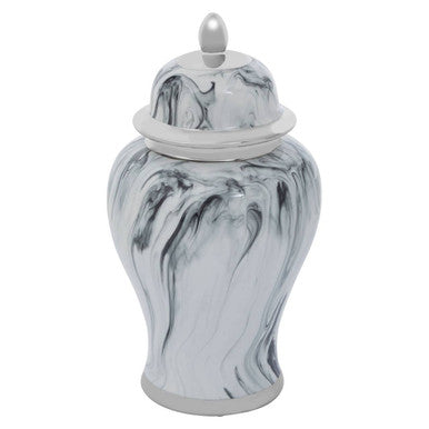 Marmo Grey and White Marble Effect Small Ceramic Jar - Image 2