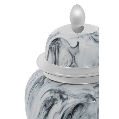 Marmo Grey and White Marble Effect Small Ceramic Jar - Image 3