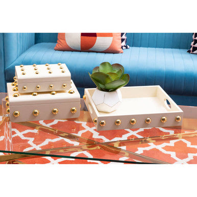 Frida Large Cream and Gold Trinket Box