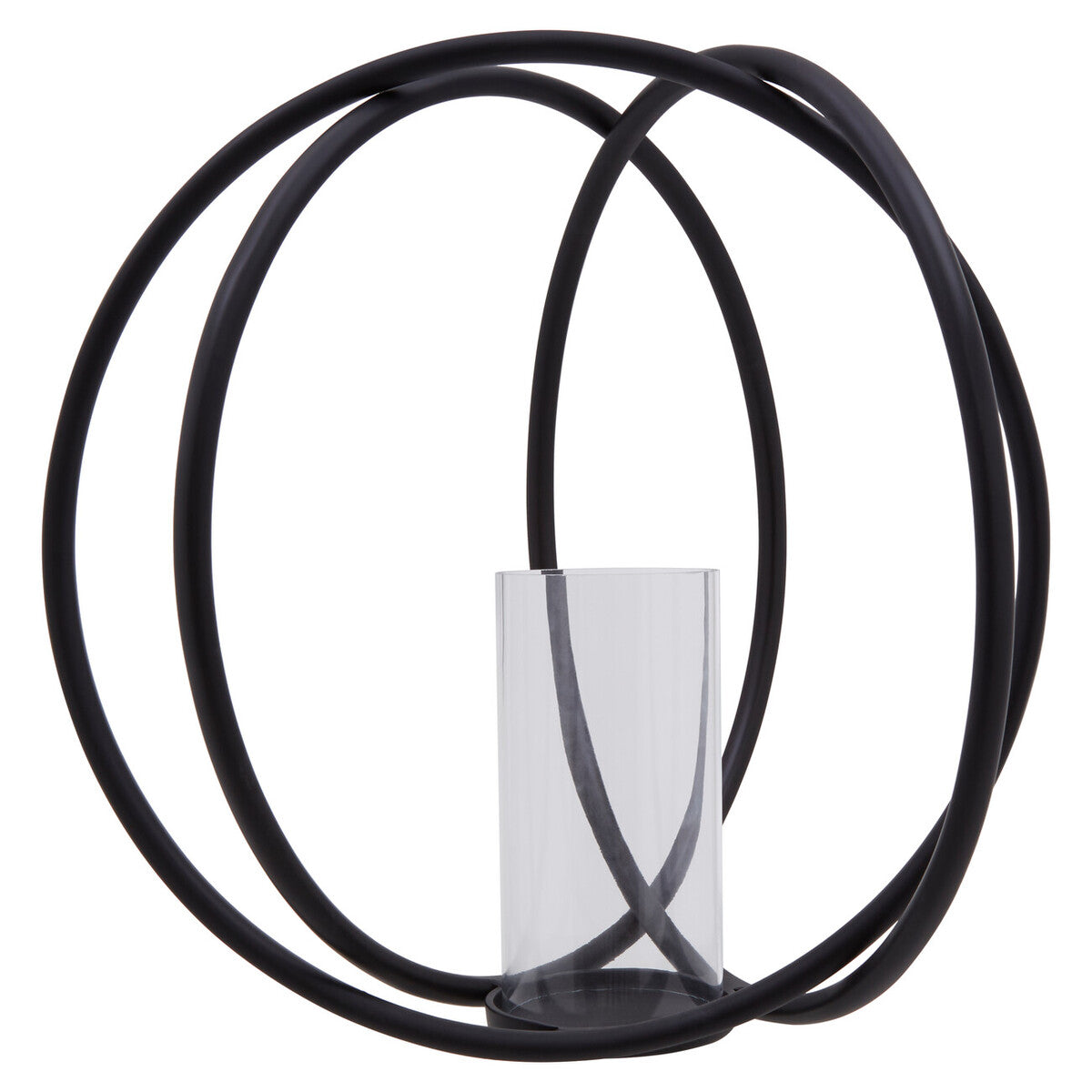 Aura Large Matte Black Finish Candle Holder