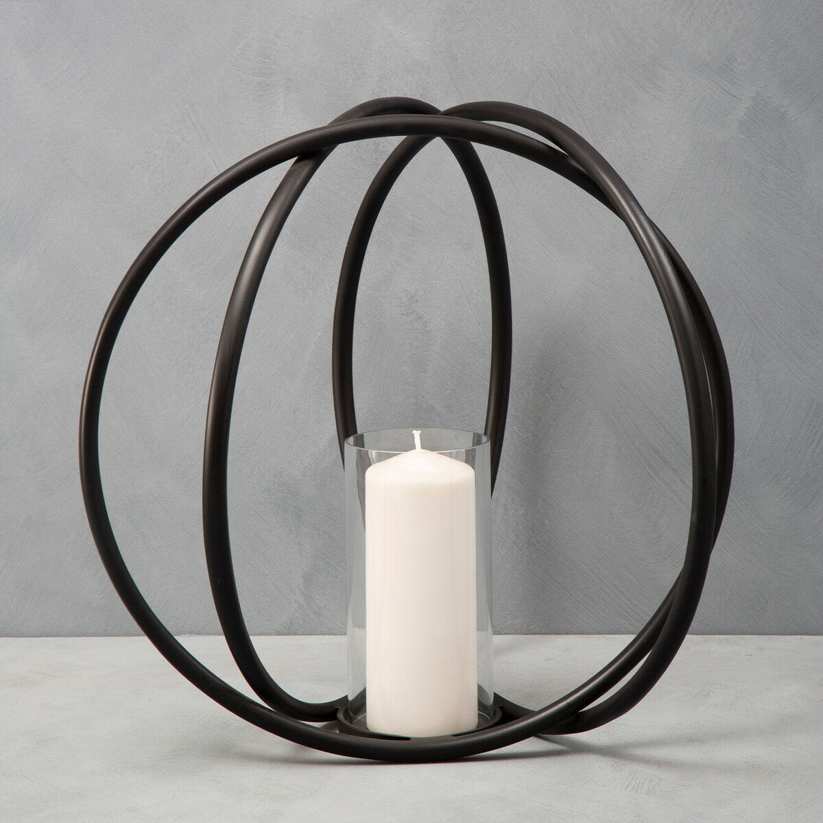 Aura Large Matte Black Finish Candle Holder