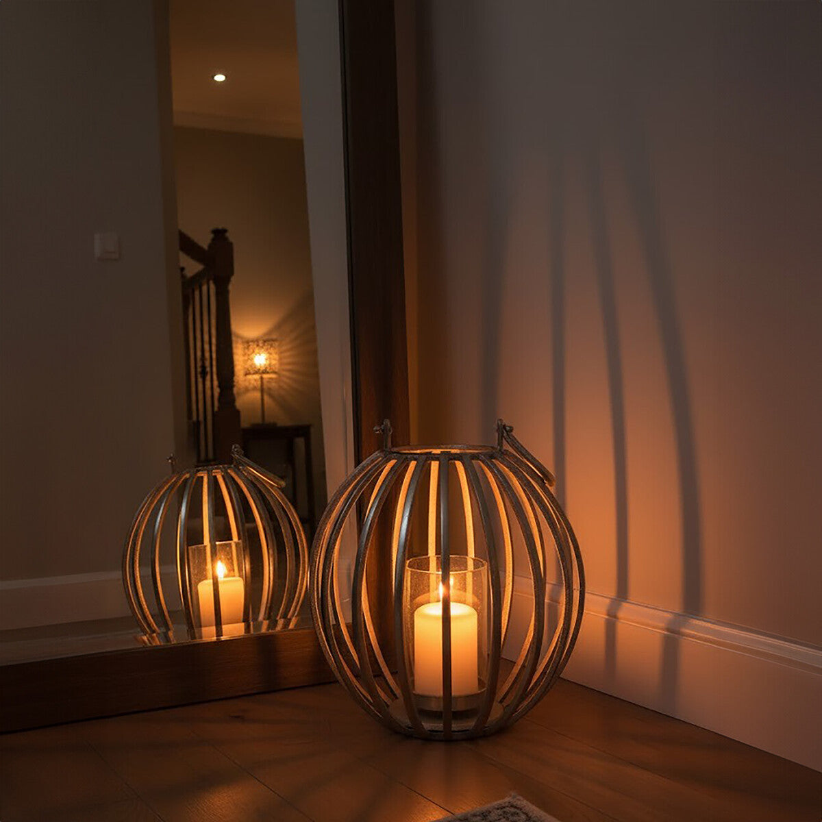 Aura Large Silver Finish Lantern - Image 2
