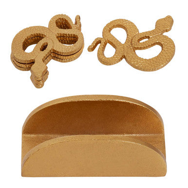 Serpent Gold Set of 4 Coasters with Holder - Image 3