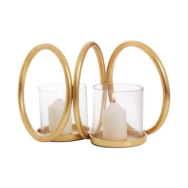 Aura Small Gold Finish Double Candle Holder.