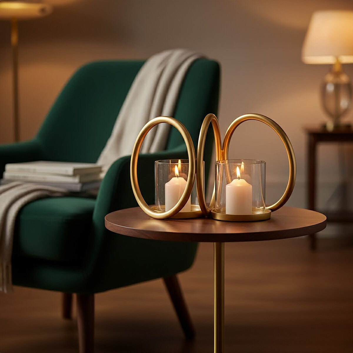 Aura Small Gold Finish Double Candle Holder - Image 4