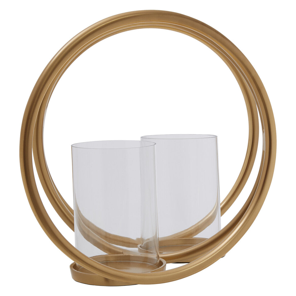 Aura Medium Gold Finish Double Candle Holder