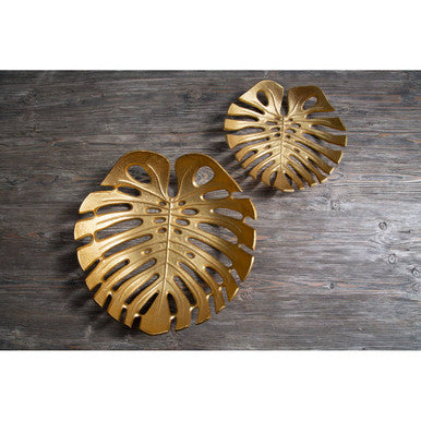 Prato Monstera Small Gold Finish Leaf Dish