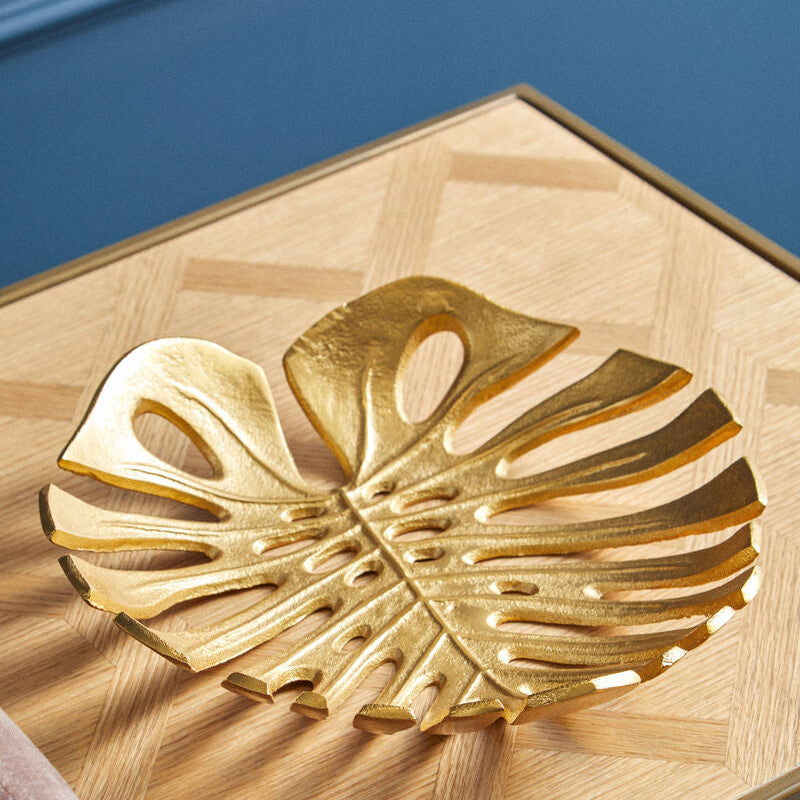 Prato Monstera Large Gold Finish Leaf Dish - Image 2