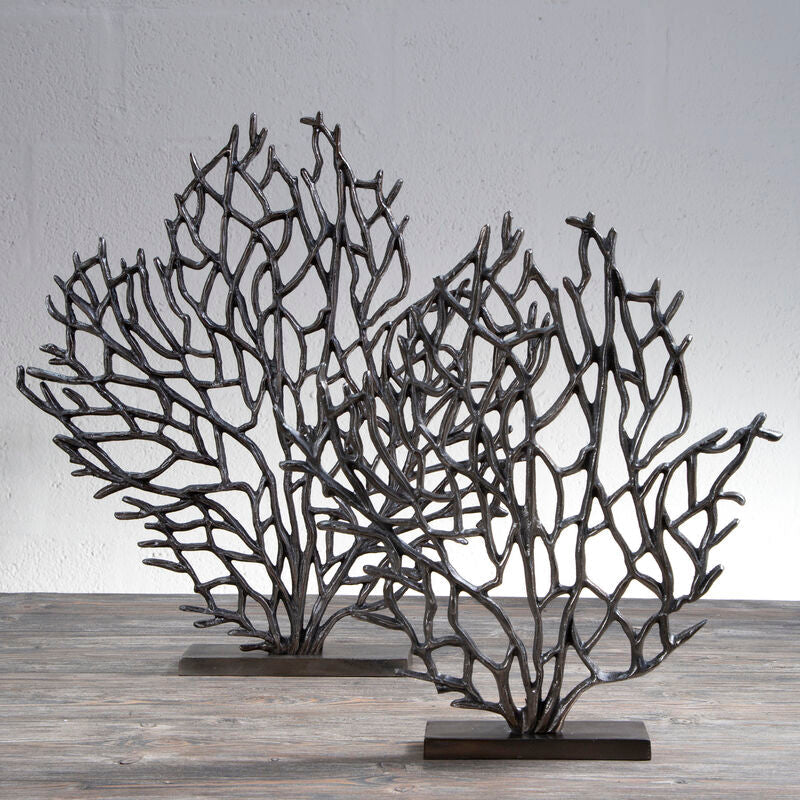 Prato Small Black Nickel Finish Coral Sculpture