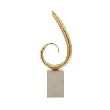 Gold spiral earring with a rectangular stone on a white background