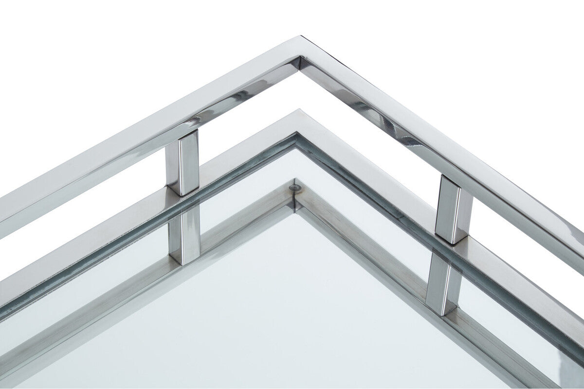 Cruzar Rectangular Silver Finish Tray