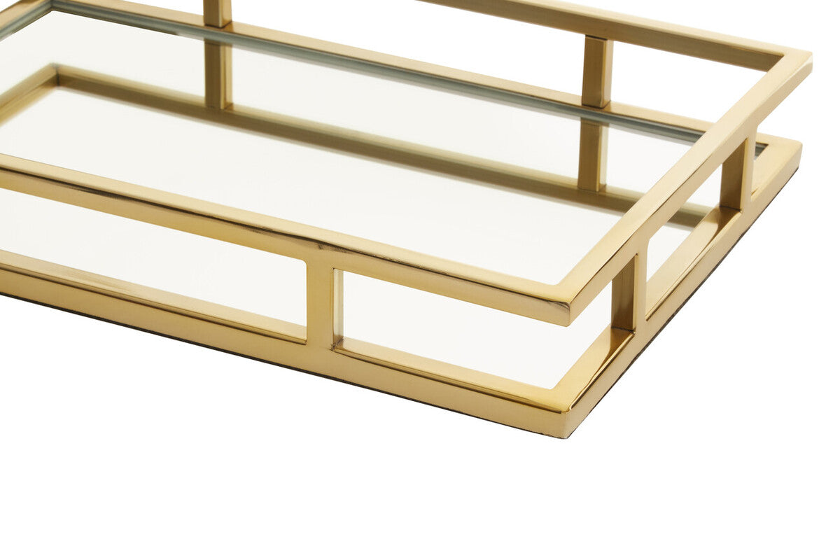 Cruzar Rectangular Gold Finish Tray