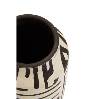 Barren Earthenware White And Black Vase