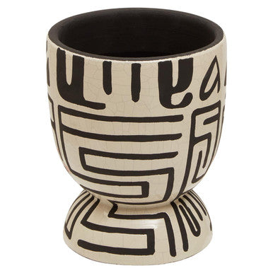 Barren Earthenware White And Black Hand Painted Planter - Image 6
