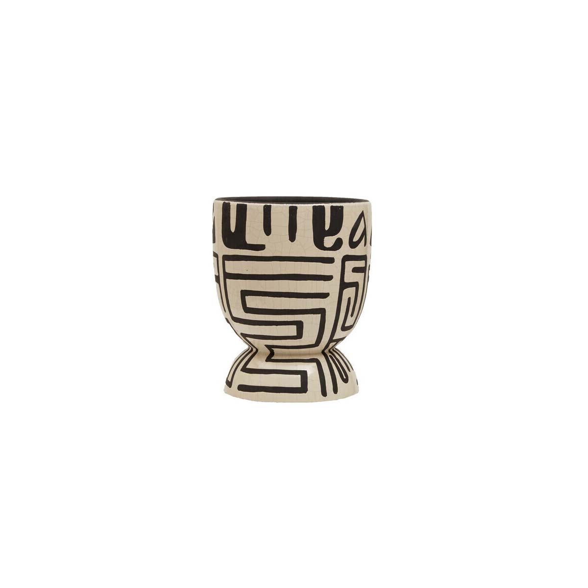 Barren Earthenware White And Black Planter