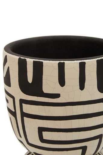 Barren Earthenware White And Black Hand Painted Planter - Image 9