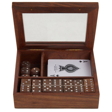 Churchill Games Set With Dominoes Dice and Playing Cards