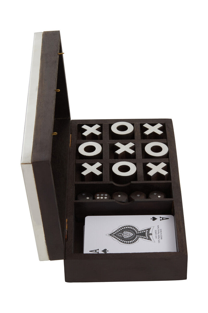 Churchill Games 3 In 1 Noughts and Crosses Dice and Playing Cards Set