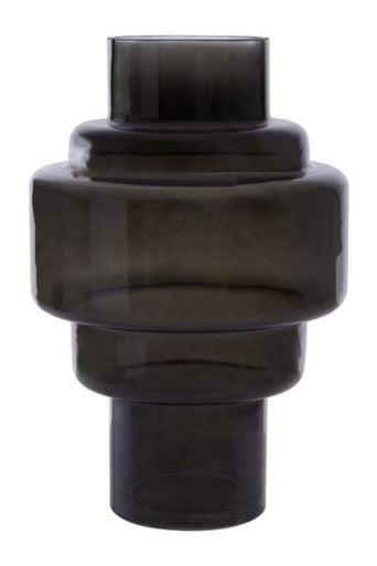 Black geometric vase on a white background