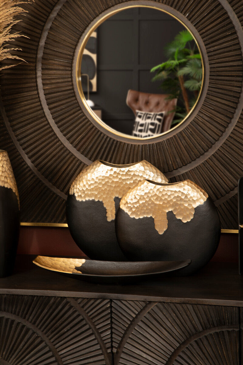 Daito Small Black And Gold Round Vase