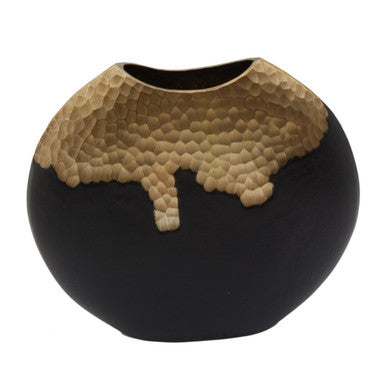 Daito Large Black and Gold Round Vase - Image 2