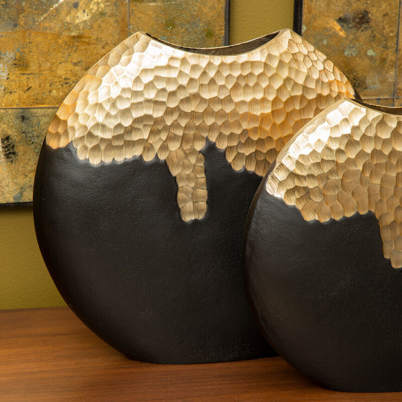 Daito Large Black and Gold Round Vase