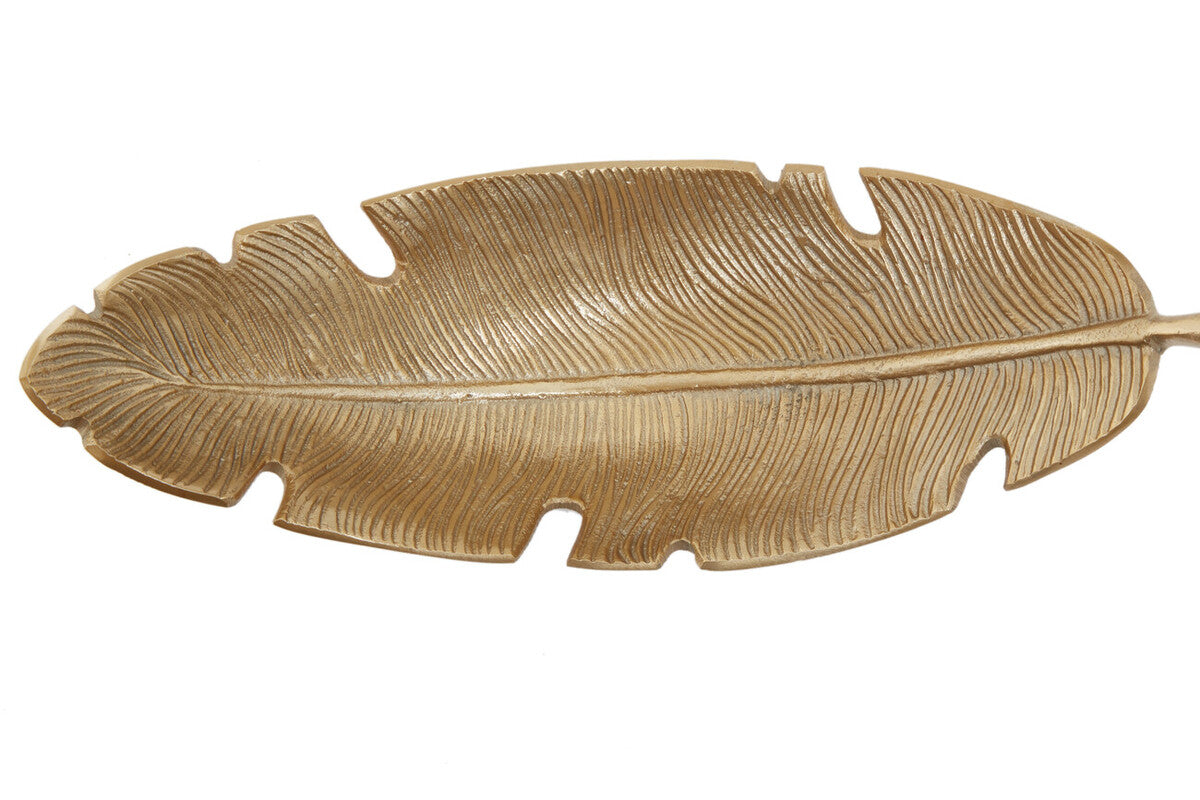 Prato Gold Finish Curved Leaf Dish - Image 4