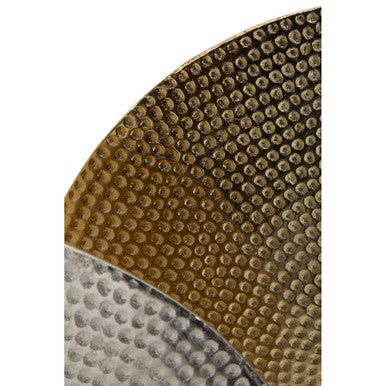 Elias Set Of Three Gold Silver And Black Hammered Metal Sculptures