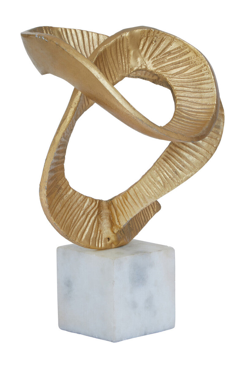 Evra Gold Sculpture On White Marble Base