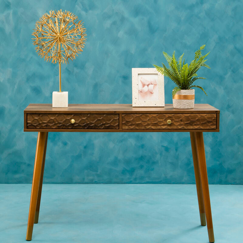 Evra Gold Dandelion Sculpture On White Marble Base - Image 3