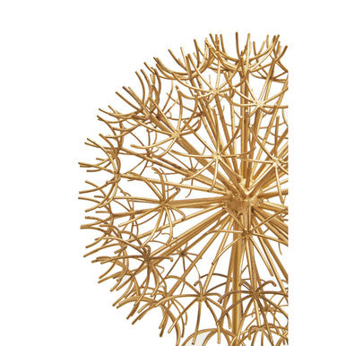 Evra Gold Dandelion Sculpture On White Marble Base