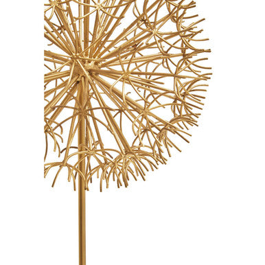 Evra Gold Dandelion Sculpture On White Marble Base - Image 9