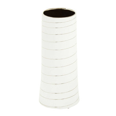 Haldis Small White and Silver Ceramic Vase