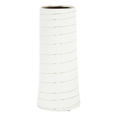 Haldis Small White and Silver Ceramic Vase