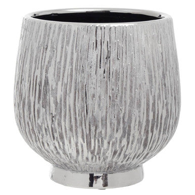 Textured gray pot on a white background