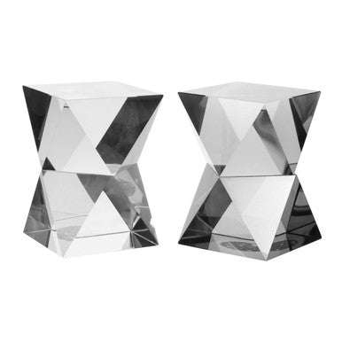 Carrie Set Of 2 Clear Crystal Geometric Bookends