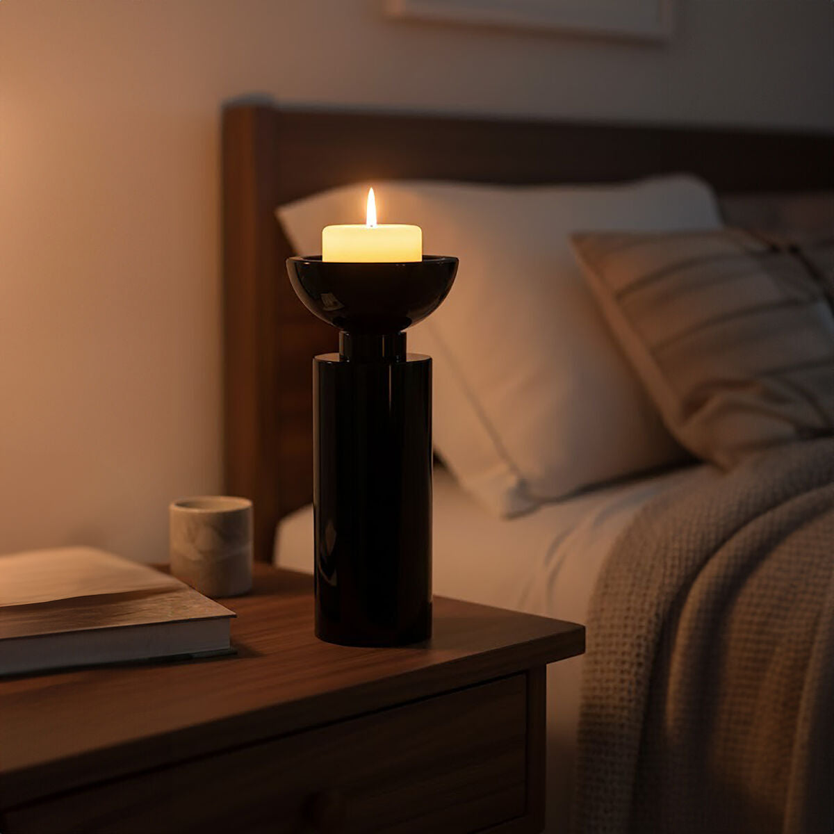 Carrie Medium Black Crystal Candle Holder - Image 2